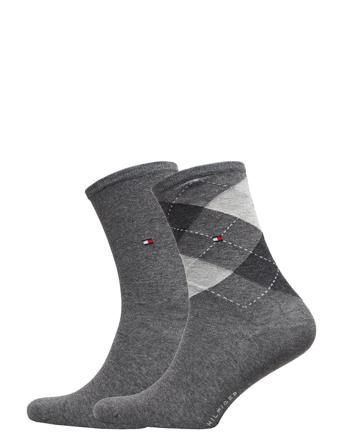 Th Women Check Sock 2P Lingerie Socks Regular Socks Grå Tommy Hilfiger