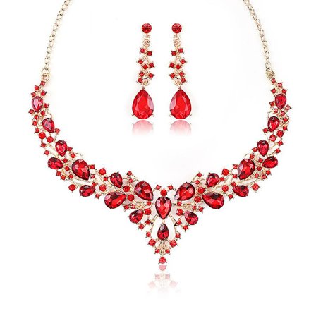 Vintage Halskæde Sæt Kvinder Luksus Krystal Festkjole Tilbehør Nøgleben Kæde