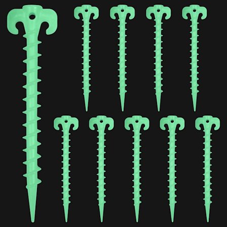 20cm Skrue Plast Teltpløkker (10stk) Selvluminous Jordanker