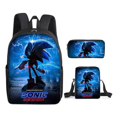 Sonic The Hedgehog Skolväska 3st Anime Tecknad Skolväska