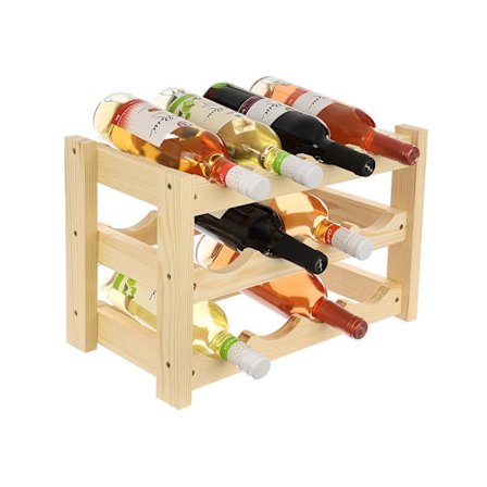 Vinställ Flaskhållare för 12 Flaskor Stabilt Furu Trä Naturfärg 46 x 24 x 29 cm