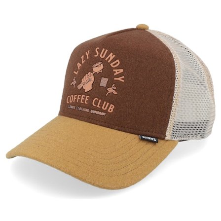Djinns - Braun Trucker Cap - Lazy Barista Beige/Brown/Creme A-Frame Trucker @ Hatstore
