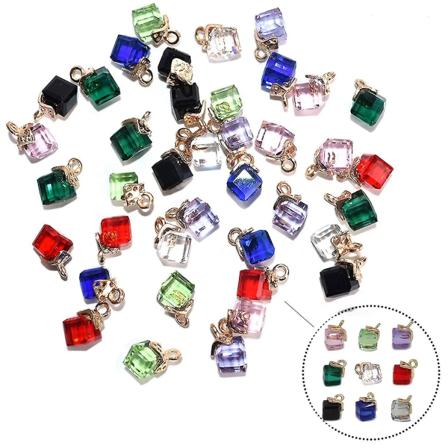 40 stk Cube Crystal Pendant Gullbelagt Drop Dangle Armbånd