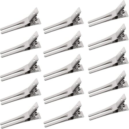 50-pak DIY krøller til krøller, frisør dobbelt nål krøller sølv metal alligator clips metal krokodille alligator hårklemmer til