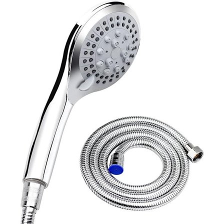 Vandbesparende Brusehoved - 5 Sprayindstillinger - Højt Tryk - H& Brusebad - Brusesæt
