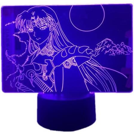 WJ Anime 3D-lamppu Sesshomaru LED-yövalo Kosketus 7 Väriä Kaukosäädin 16 Värimuutosta Yövalo Pojille ja Tytöille Makuuhuoneen Sisustukseen Pöytälamppu