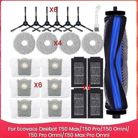 Tilbehørsdeler kompatible med Ecovacs Deebot T50 Max/T50 Pro/T50 Omni/T50 Pro Omni/T50 Max Pro Omni Deler
