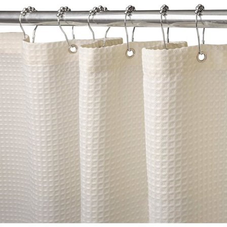 Våfflad duschdraperi, med duschdraperiringar tyg badkar draperi set
