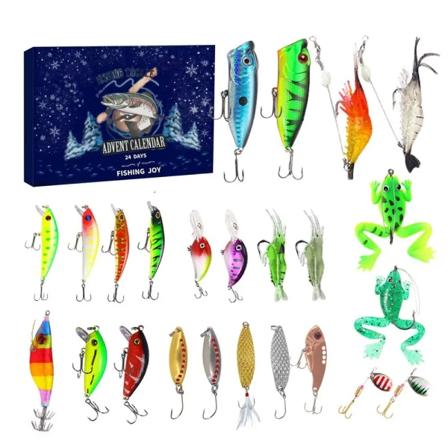 Julfiskelåda Adventskalender Fiskedragskalenderlåda Realistiska fiskmönster Strumpstoppare Set 24pcs