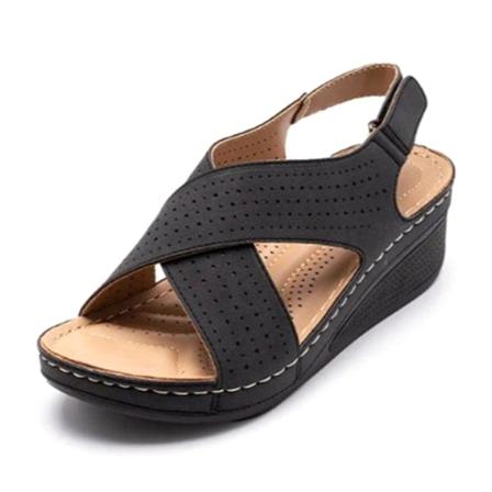 Ihåliga sandaler i PU-läder för kvinnor Halkfria Peep-Toe Casual sandaler för tygmatchning för festkläder 38 red