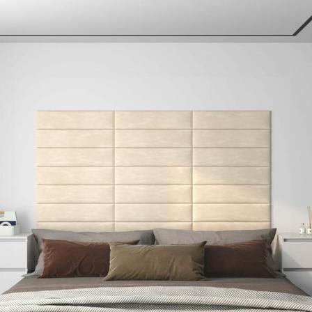 Vidaxl Väggpaneler 12 St Gräddvit 60x15 Cm Sammet 1,08 M² Kräm