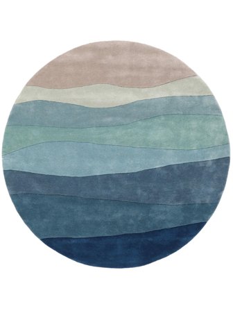 Abstrakt Feeling Handtufted Teppich - Blau Ø 200 Wolle, Im Modernen Stil