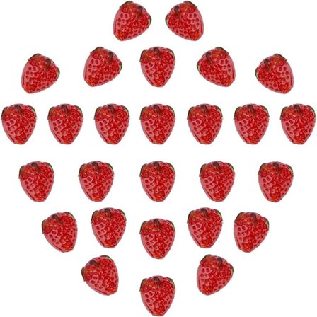 30st Strawberry Beads 3D Fruktpärlor