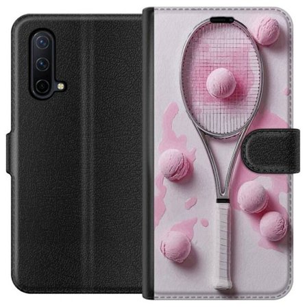 Kompatibel Tegnebogsetui til OnePlus OnePlus Nord CE 5G Rosa glaskugler og tennisketsjer i et kreativt stillbillede med legende popfølelse og moderne