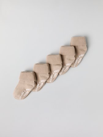 Polarn O. Pyret - 5-pack of anti-slip socks - 25|27 - Childrenswear - beige