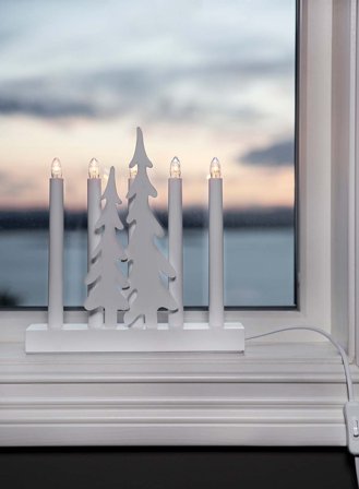 Adventsstake Skog 5-lys - hvit