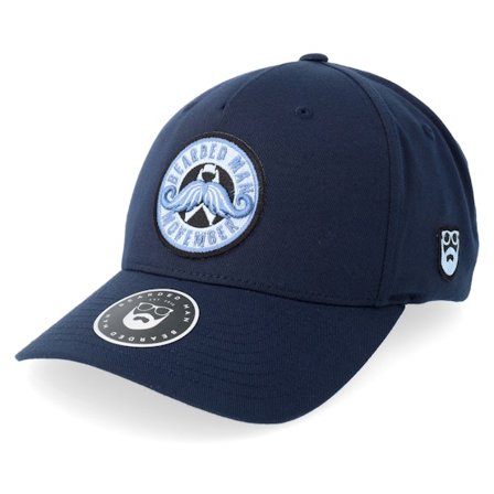 Bearded Man - Blau flexfit Cap - Mopvember 2025 5 Panel Greyish Navy Flexfit @ Hatstore