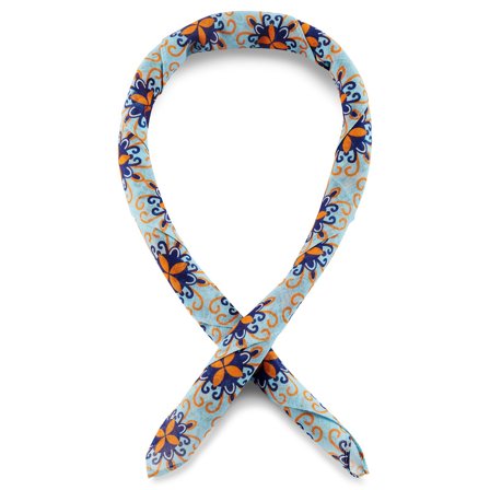 Pañuelo de cuello de algodón con estampado floral en color turquesa claro y naranja para hombres - Pañuelos para el cuello