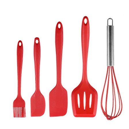 5 stk. Silikon Spatelsett, Non-stick Varmebestandig Silikon Kjøkkenutstyr - Slitesterkt Kjøkkenredskapssett