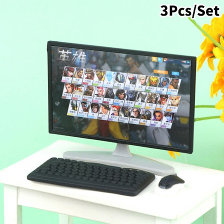 1Set 1:12 Dollhouse Miniatyr Stationär dator Tangentbord Mus T