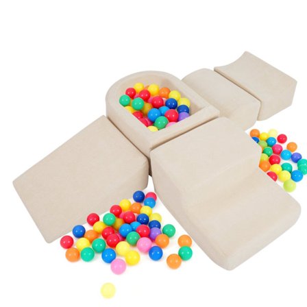 5-delt skumklatreklodssæt med boldbassin, beige