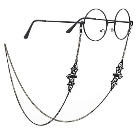 Creative Retro Black Bat Glasögon Kedja Hängande Nacke Personlighet
