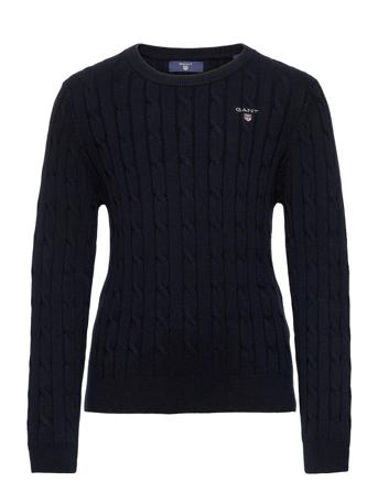 D1. Stretch Cotton Cable Crew Blue GANT