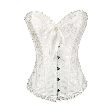 Gotisk palats jacquard tubtopp korsett midjekorsett shapewear vit 6XL