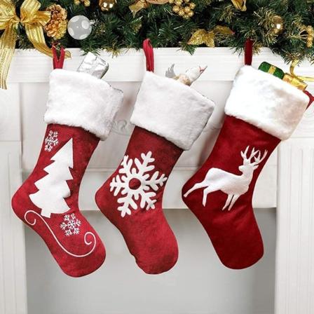 Jule-Strømper, stort set i 3 dele, 18-tommer rød jul