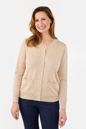 BRANDTEX - Langærmet Cardigan - Beige - Med Lommer