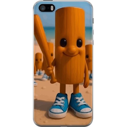 Yhteensopiva Puhelinkuori Apple iPhone SE (2016) Italialainen aivokehityksen rannikkoteema - Puinen hahmo sinisillä kengillä ja baseball-mailalla