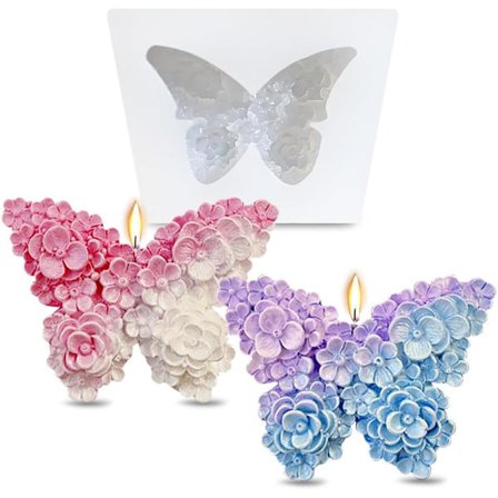 3D Blomster-Sommerfugl Silikonformer Epoxy Harpiksformer Blomster Sommerfugl Lysformer til Lysproduksjon Silikonform for DIY Duftende
