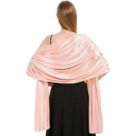 Silke Satin Skjerf Wraps for Kvinner Damer Skjerf Bruder Brudesvenner Stole Sjal for Bryllup Aften Fest Jenter Gaver Elfenben Metallisk