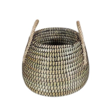 Kenya L opbevaringskurv 43x43x36cm, naturlig/sort