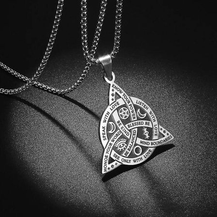 Vintage Sølvfarget Häxknut Rustfritt Stål Hänge Halskjede for Menn Kvinner Klassisk Keltisk Knute Fest Gate Amulett Smykker AL4578-Sølv