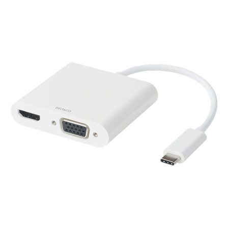 USB-C docking station, HDMI/VGA/USB-C/3.5mm, white