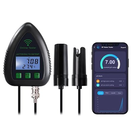 Vattenkvalitetstestare pH/TDS/Salt/S.G/Temperatur Online APP WiFi-övervakning