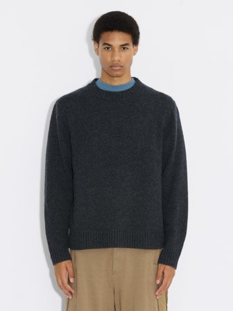 Holzweiler Fluffy Logo Crewneck Sweater - Dk. Grey - Men's - XXL