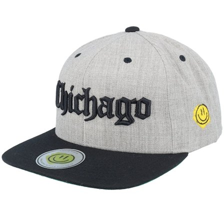 Lucid Smile - Grey snapback Czapka Z Daszkiem - Chichago 3d Script Heather Grey/Black Snapback @ Hatstore