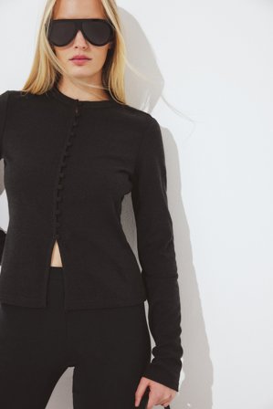 NA-KD Front Button Top - Cardigans - Sort - XS