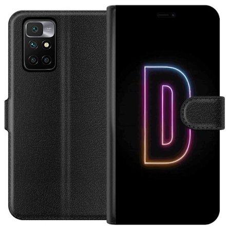 Kompatibelt Lommeboketui til Xiaomi Xiaomi Redmi 10 Minimalistisk neonbokstav D i fargeskiftende lys mot svart bakgrunn i moderne digital design