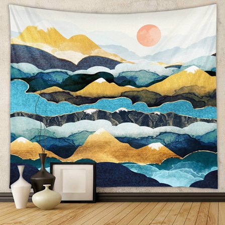 Auringonlaskun metsämaisema -seinätekstiili, kodinsisustus (HC-M18)