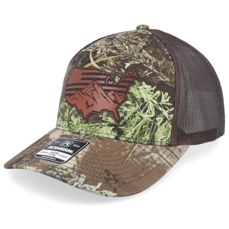 Iconic - Camo trucker Czapka Z Daszkiem - Usa Map Flag Brown Patch Realtree/Max-1 Xt/Brown Trucker @ Hatstore