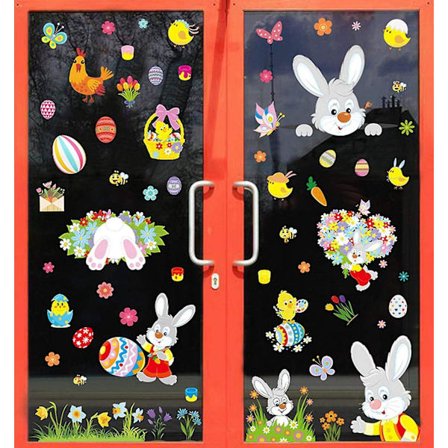 Påskevindue-klistermærker, påskehare-klistermærker, påskevindue-klistermærker, påskeæg-klistermærker