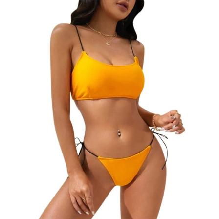 Rejäl sexig spetsad bikini med djup u-ringad bikinibaddräkt för damer Solbränna simning i fransk stil trosor l