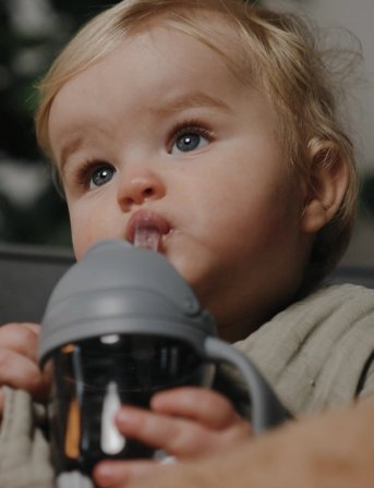 Mininor Straw Bottle Tritan - Grey - 6 M