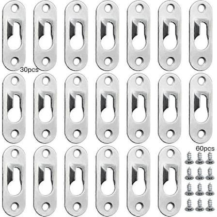 30 kpl Metalliset Avaimenreik koukut 45mm x 16mm 60 Ruuvilla Avaimenreik koukku Kiinnikkeet - Hopea