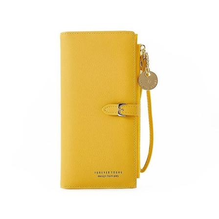 Kvinnor Plånböcker Clutch Handväska Dragkedja Telefonficka Korthållare Yellow