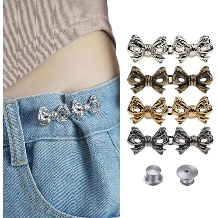 Midjejusterare för byxor, justerbara jeansknappar, avtagbar jeansknapp, ingen sömnad krävs, mindre 4-pack jeansknappar