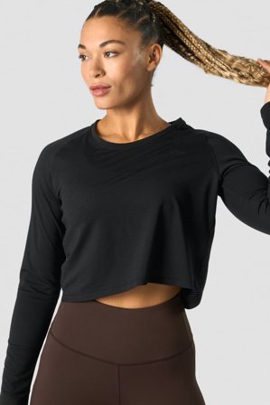 Stride Cropped Long Sleeve Wmn Black